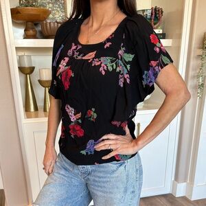 Maeve Black Floral shirt from Anthropologie